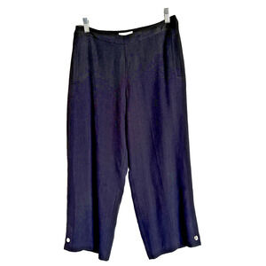 Tommy Bahama Women's Sz 6 100% Silk‎ Wide Leg Capri Length Pants Black Pull On